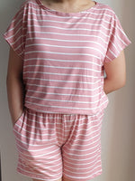 Stripes Pink Ladies Short Set