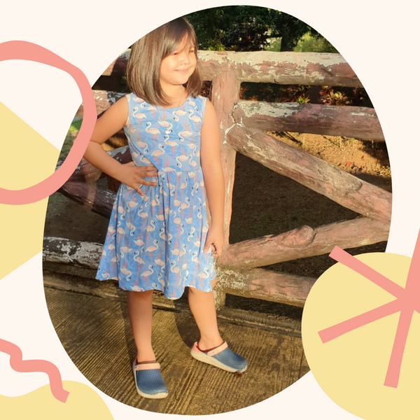 Flamingo Light Blue Kid's Dress